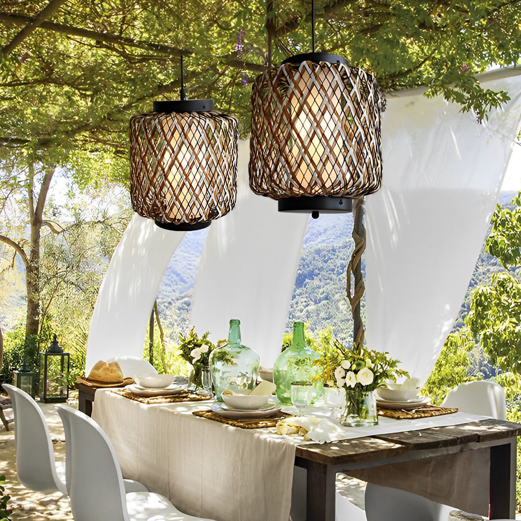 Rustic Modern Waterproof Rattan Outdoor Chandelier Lights