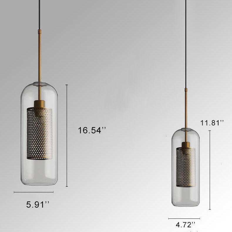 Elegant Clear Glass 1-Light Pendant - Modern Cylindrical Design