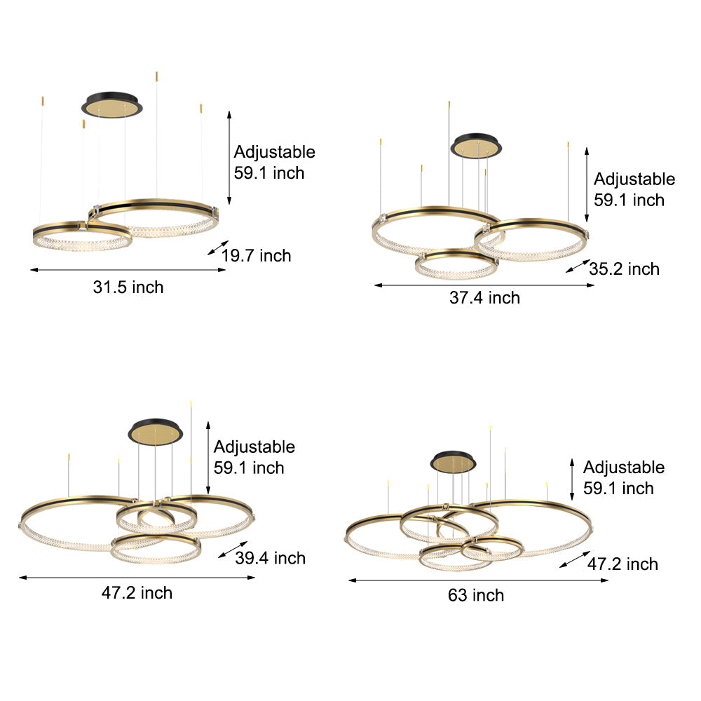 Brushed Gold Circular Ceiling Light - 3-Step Dimming Fixture