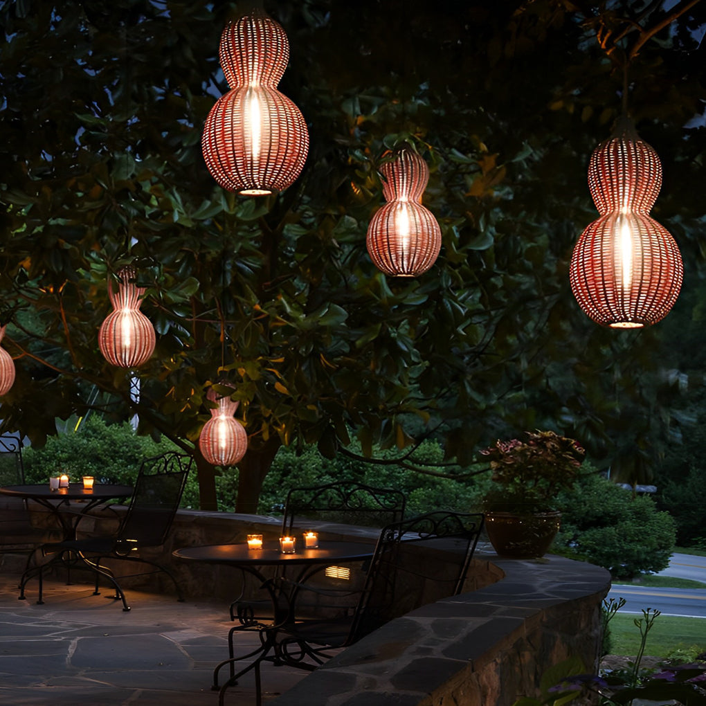 Stylish Woven Rattan Gourd Pendant Light for Outdoor Patios