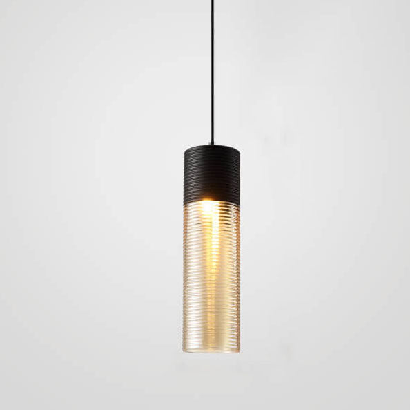 Modern Ribbed Glass 1-Light Pendant - Stylish & Elegant Lighting