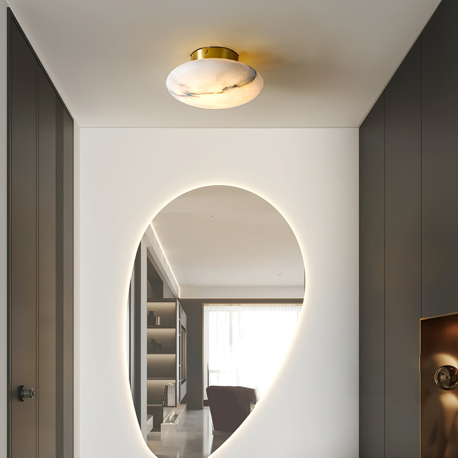 Alabaster Oval Ceiling Lamp | Elegant Lighting, Modern Design