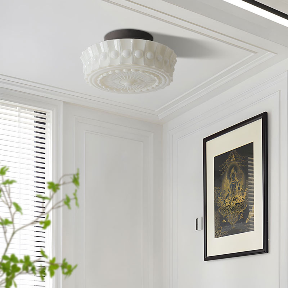 Elegant White Vintage Round Pendant Light - Timeless Home Illumination