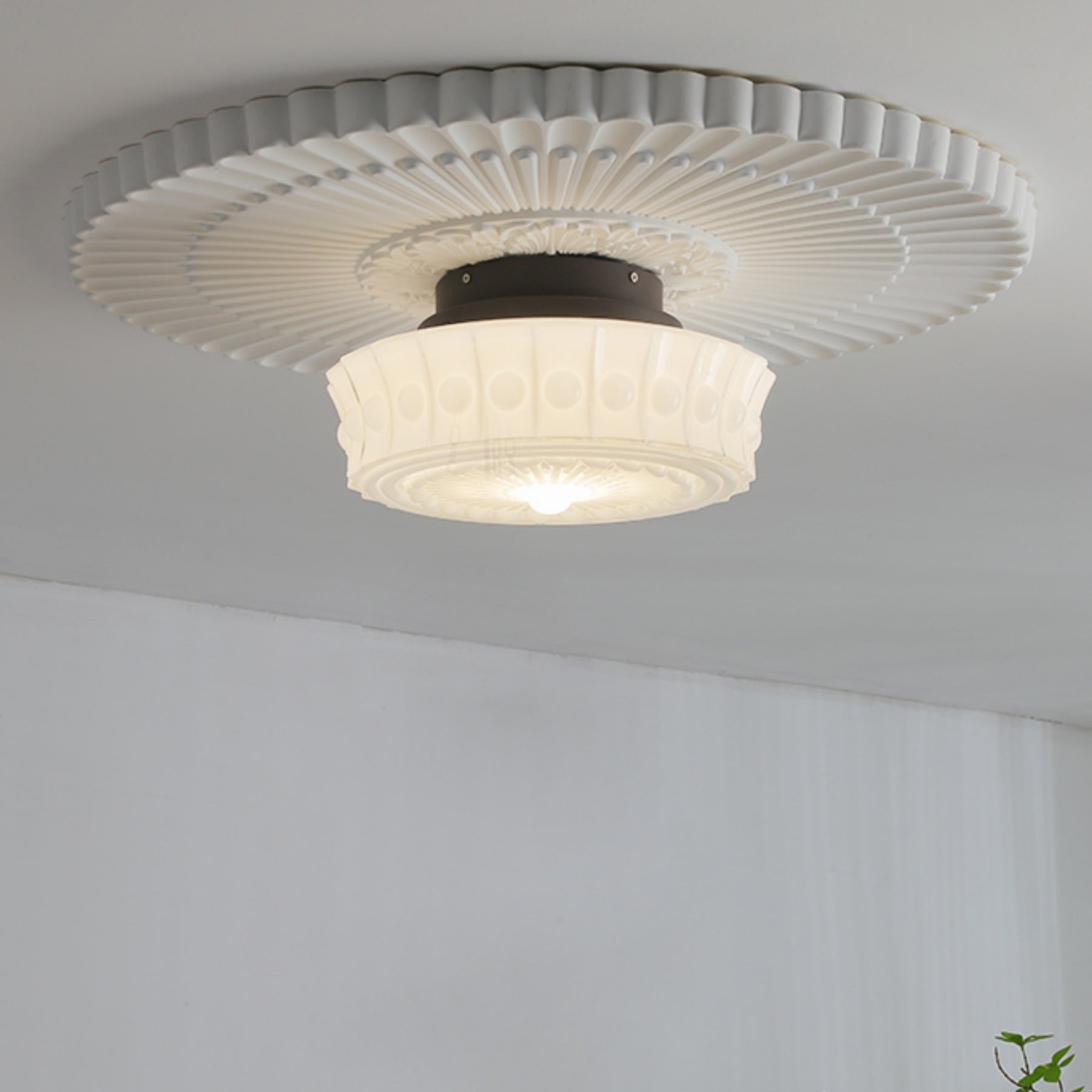 Elegant White Vintage Round Pendant Light - Timeless Home Illumination