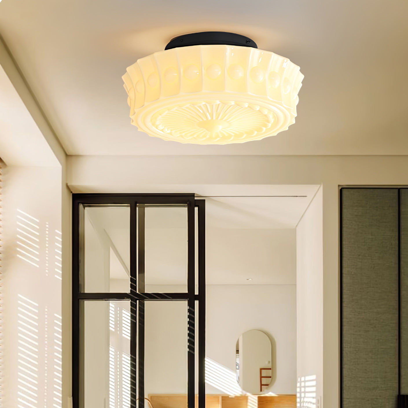 Elegant White Vintage Round Pendant Light - Timeless Home Illumination