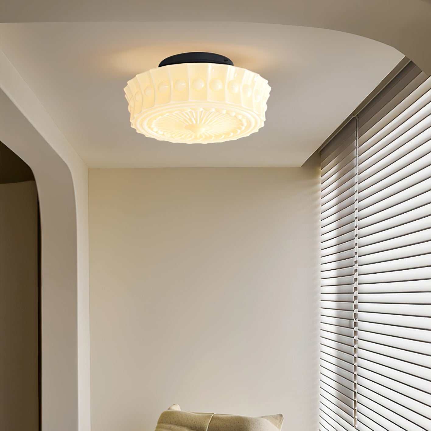 Elegant White Vintage Round Pendant Light - Timeless Home Illumination