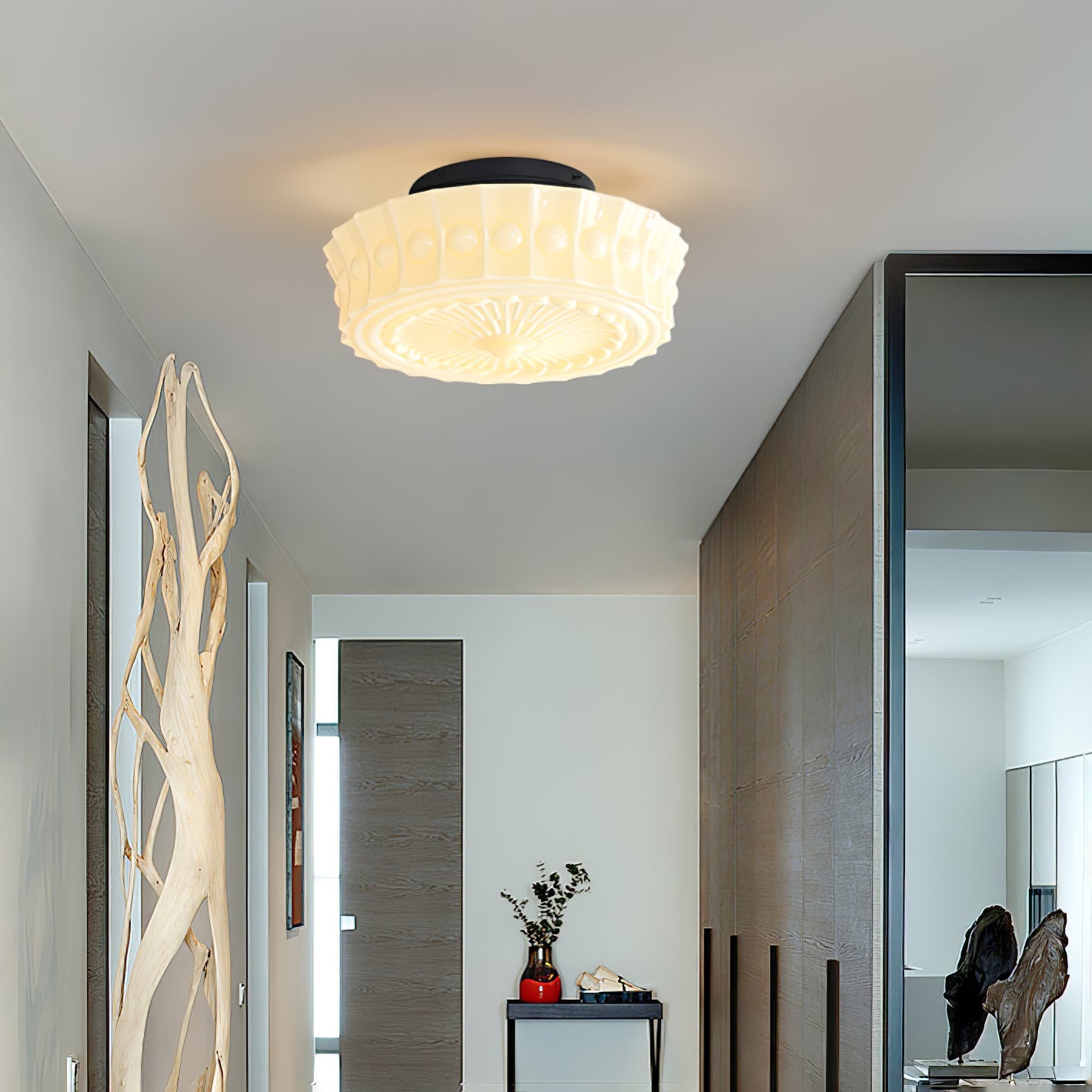 Elegant White Vintage Round Pendant Light - Timeless Home Illumination