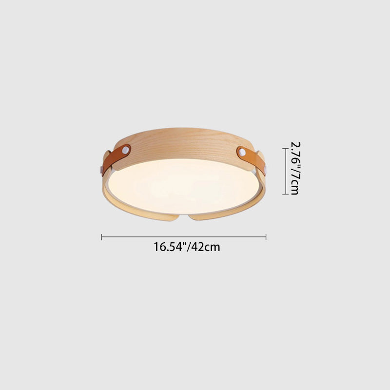 Contemporary Nordic LED Flush Mount Ceiling Light - Round Wooden Edge