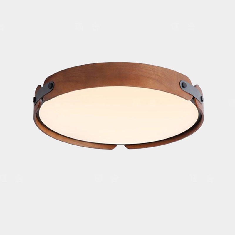 Contemporary Nordic LED Flush Mount Ceiling Light - Round Wooden Edge