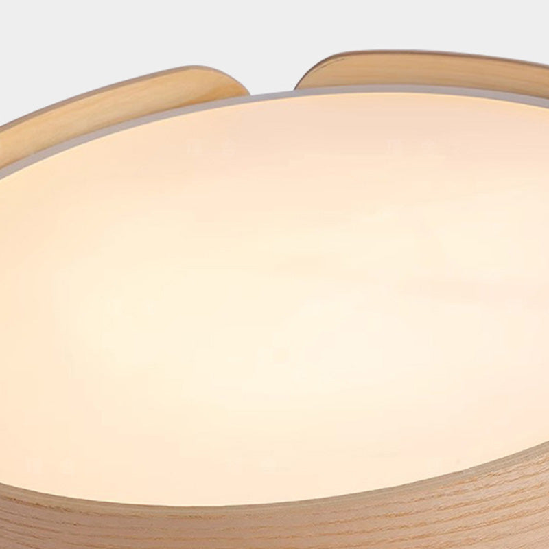 Contemporary Nordic LED Flush Mount Ceiling Light - Round Wooden Edge