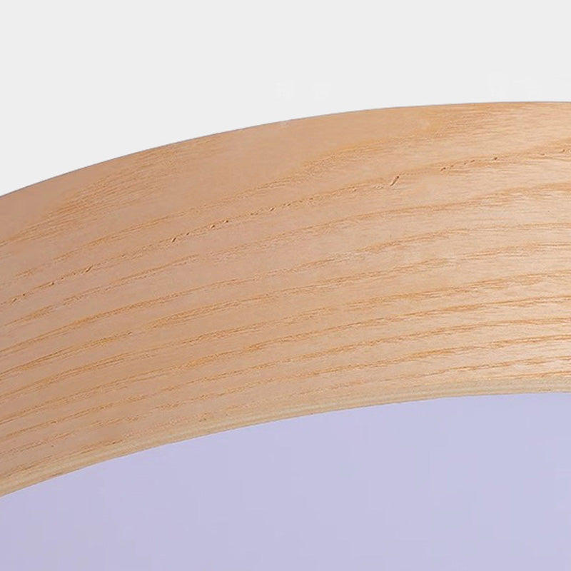 Contemporary Nordic LED Flush Mount Ceiling Light - Round Wooden Edge