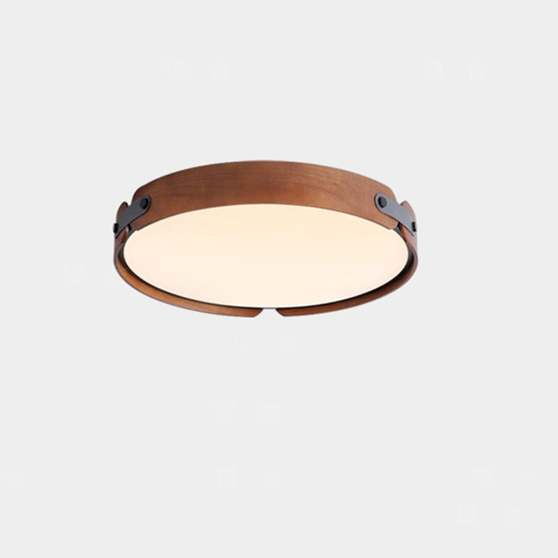 Contemporary Nordic LED Flush Mount Ceiling Light - Round Wooden Edge