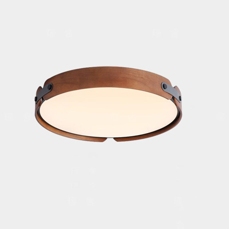 Contemporary Nordic LED Flush Mount Ceiling Light - Round Wooden Edge