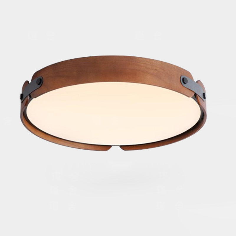 Contemporary Nordic LED Flush Mount Ceiling Light - Round Wooden Edge