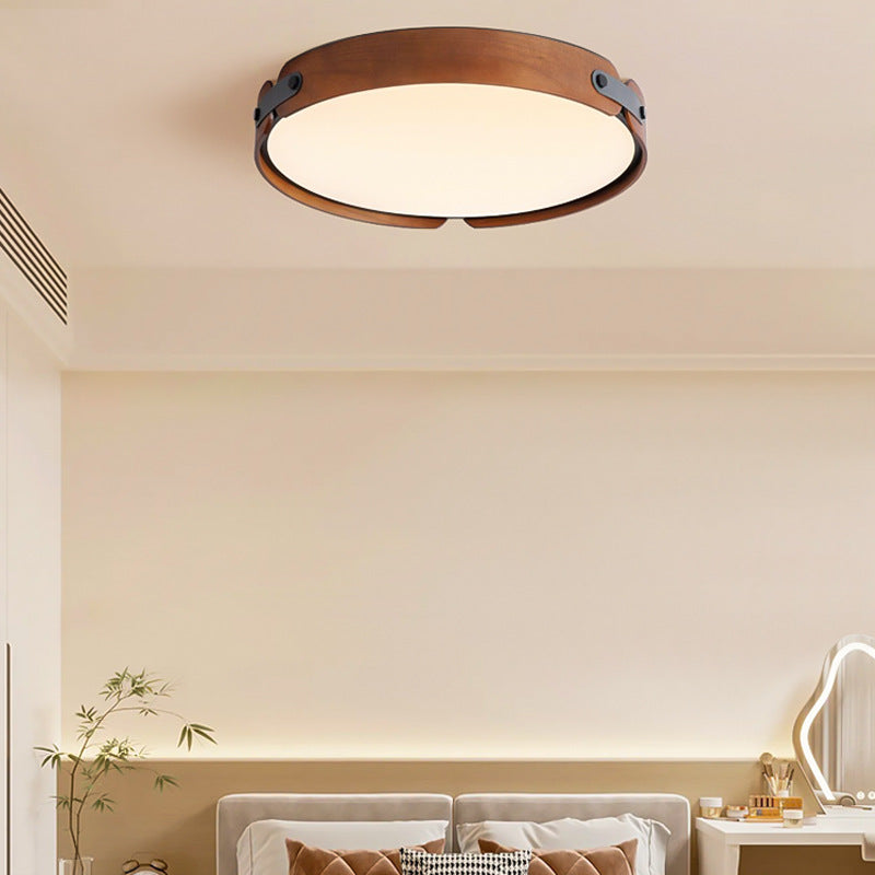 Contemporary Nordic LED Flush Mount Ceiling Light - Round Wooden Edge