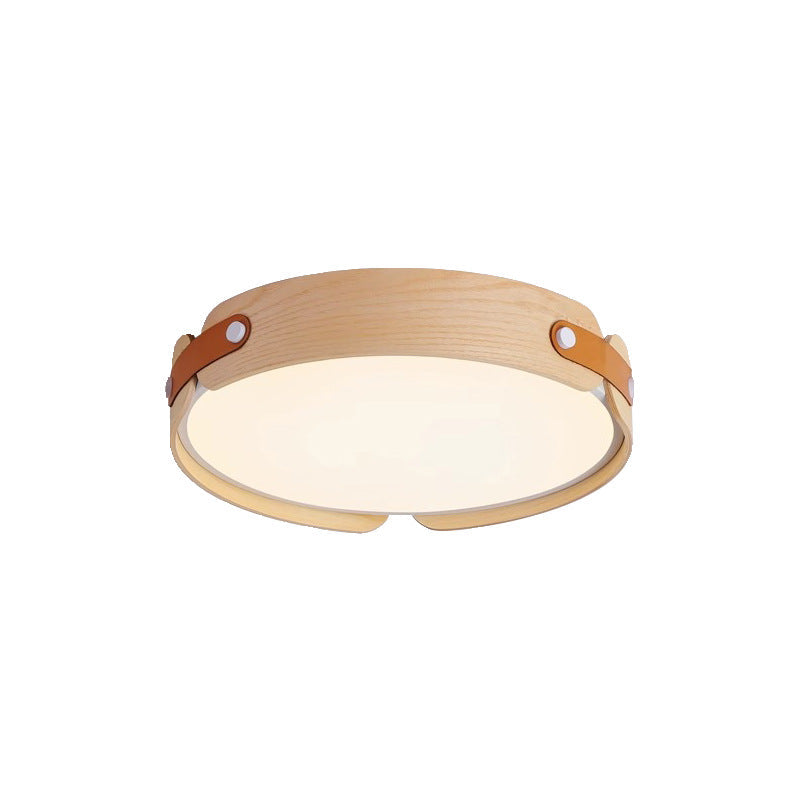 Contemporary Nordic LED Flush Mount Ceiling Light - Round Wooden Edge