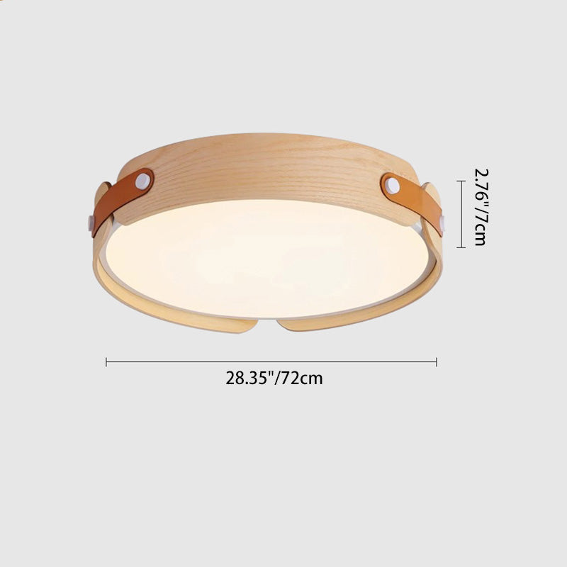 Contemporary Nordic LED Flush Mount Ceiling Light - Round Wooden Edge