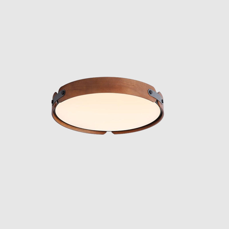 Contemporary Nordic LED Flush Mount Ceiling Light - Round Wooden Edge