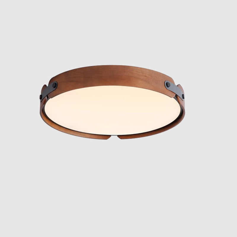 Contemporary Nordic LED Flush Mount Ceiling Light - Round Wooden Edge