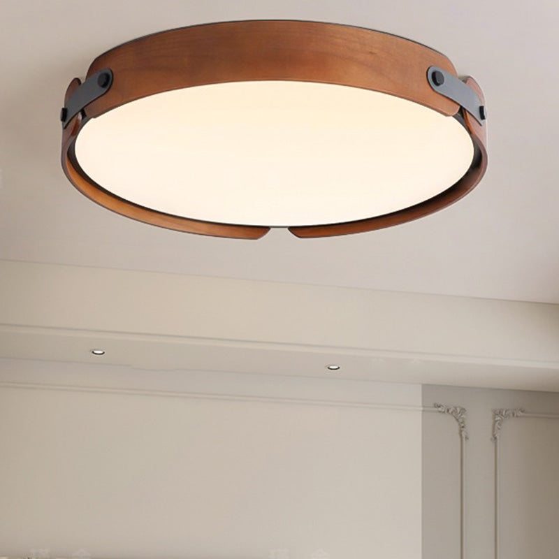 Contemporary Nordic LED Flush Mount Ceiling Light - Round Wooden Edge