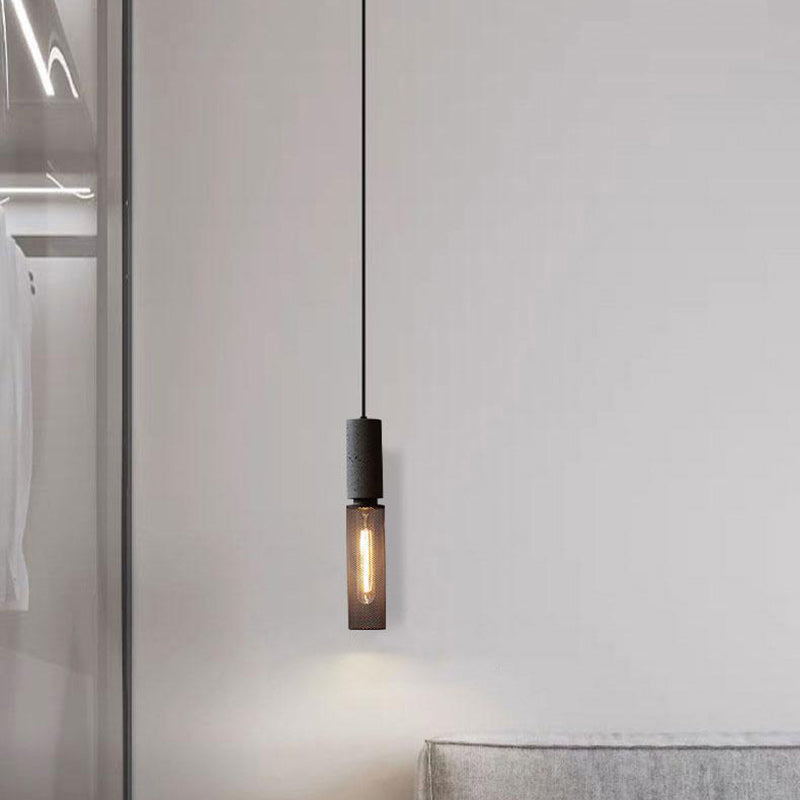 Modern Industrial Cylinder Pendant Light - 1-Light Cement Shade