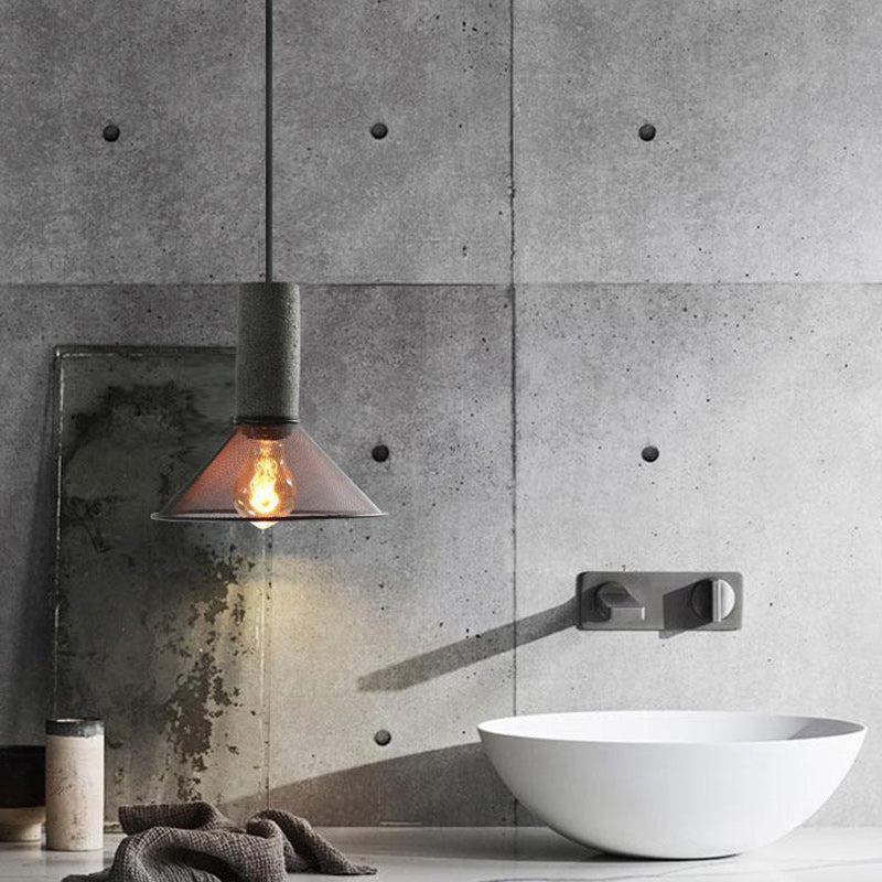 Modern Industrial Cylinder Pendant Light - 1-Light Cement Shade