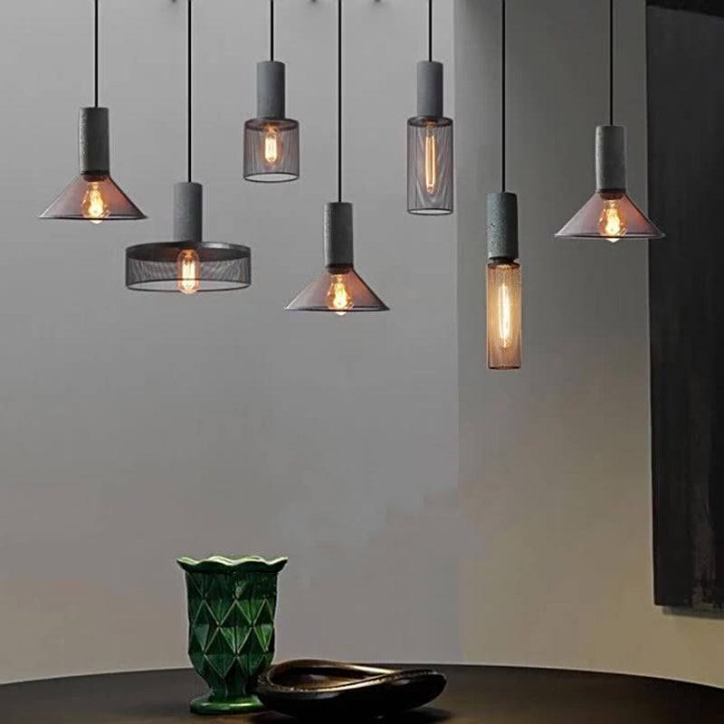 Modern Industrial Cylinder Pendant Light - 1-Light Cement Shade