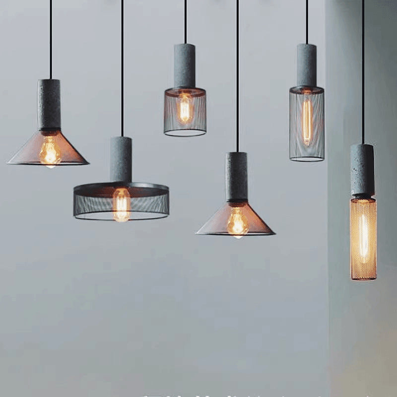 Modern Industrial Cylinder Pendant Light - 1-Light Cement Shade