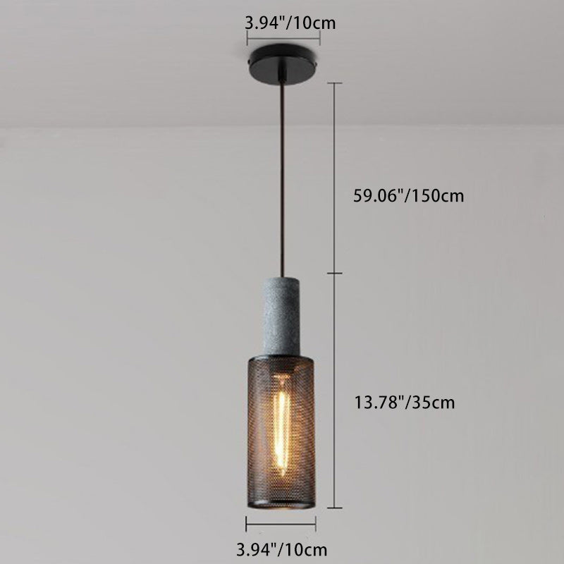 Modern Industrial Cylinder Pendant Light - 1-Light Cement Shade