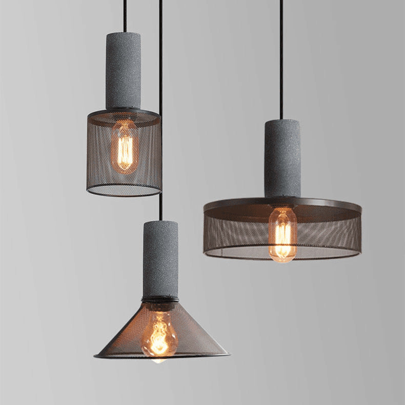 Modern Industrial Cylinder Pendant Light - 1-Light Cement Shade