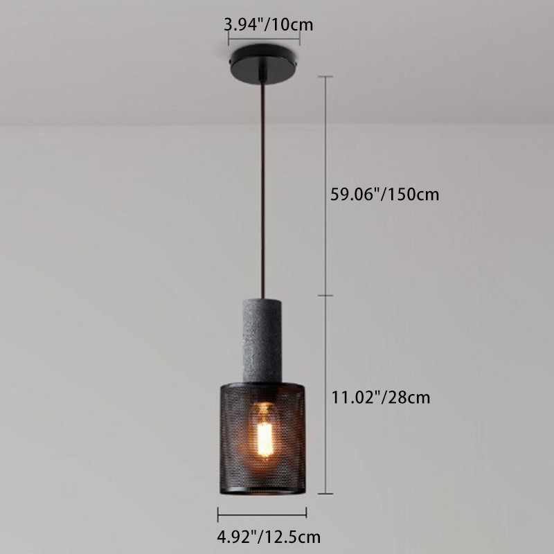 Modern Industrial Cylinder Pendant Light - 1-Light Cement Shade