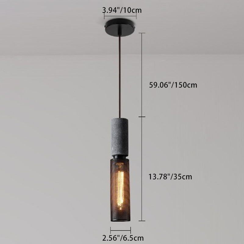 Modern Industrial Cylinder Pendant Light - 1-Light Cement Shade