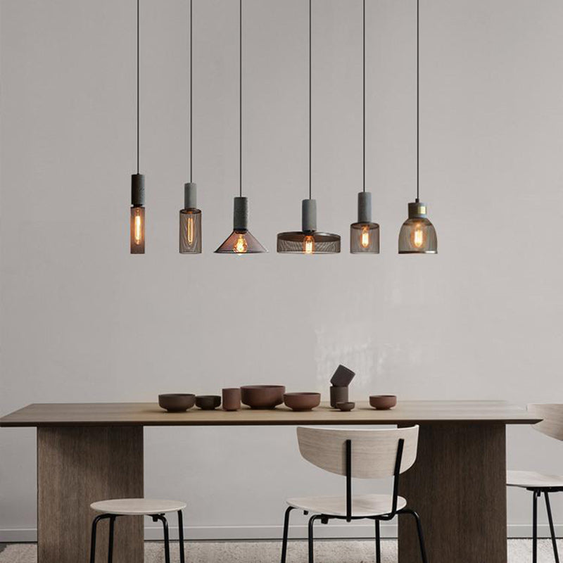 Modern Industrial Cylinder Pendant Light - 1-Light Cement Shade