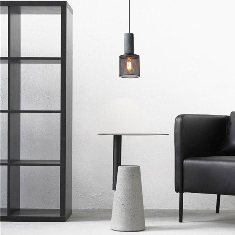 Modern Industrial Cylinder Pendant Light - 1-Light Cement Shade