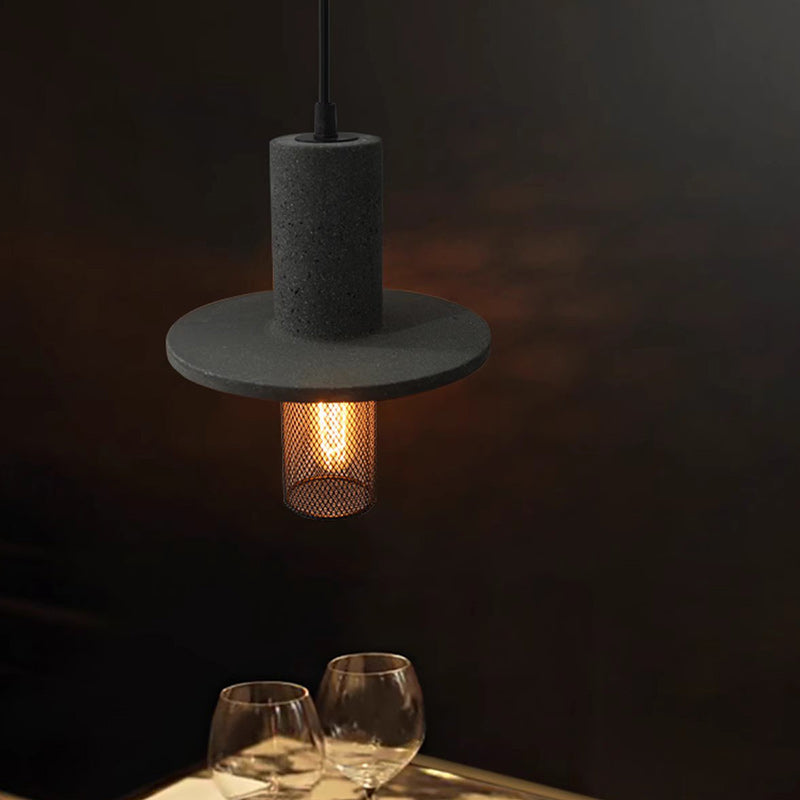 Scandinavian Iron & Cement 1-Light Pendant - Modern Living Room Elegance