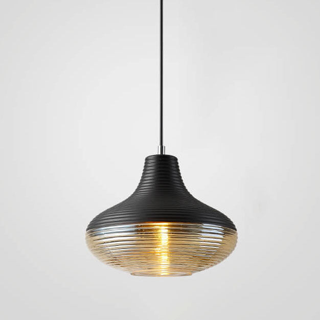 Modern Ribbed Glass 1-Light Pendant - Stylish & Elegant Lighting