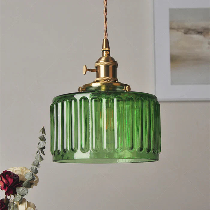 Vintage Cylinder Glass Pendant Light - Elegant Retro Illumination
