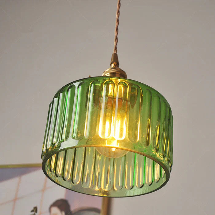 Vintage Cylinder Glass Pendant Light - Elegant Retro Illumination