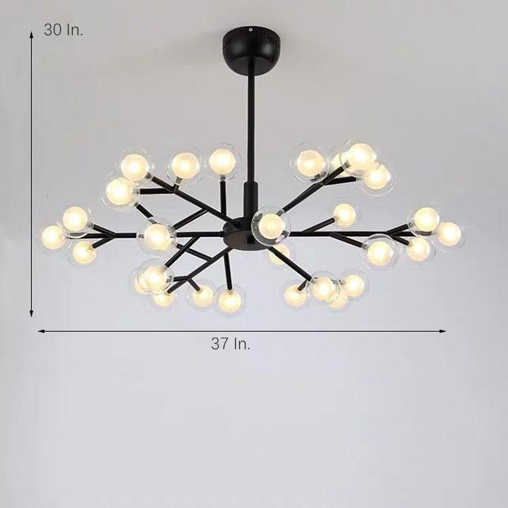 30-Light Novelty Iron Chandelier with LED Glass Orbs - 33''