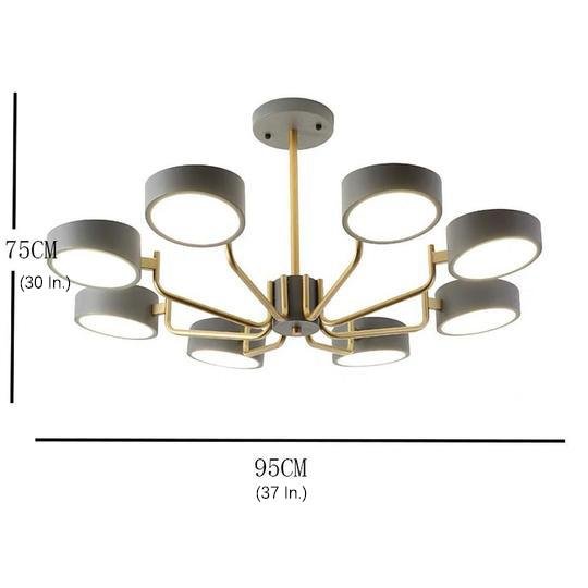 8-Light Adjustable Chandelier - 24'' Height, 3000K-5400K Brightness