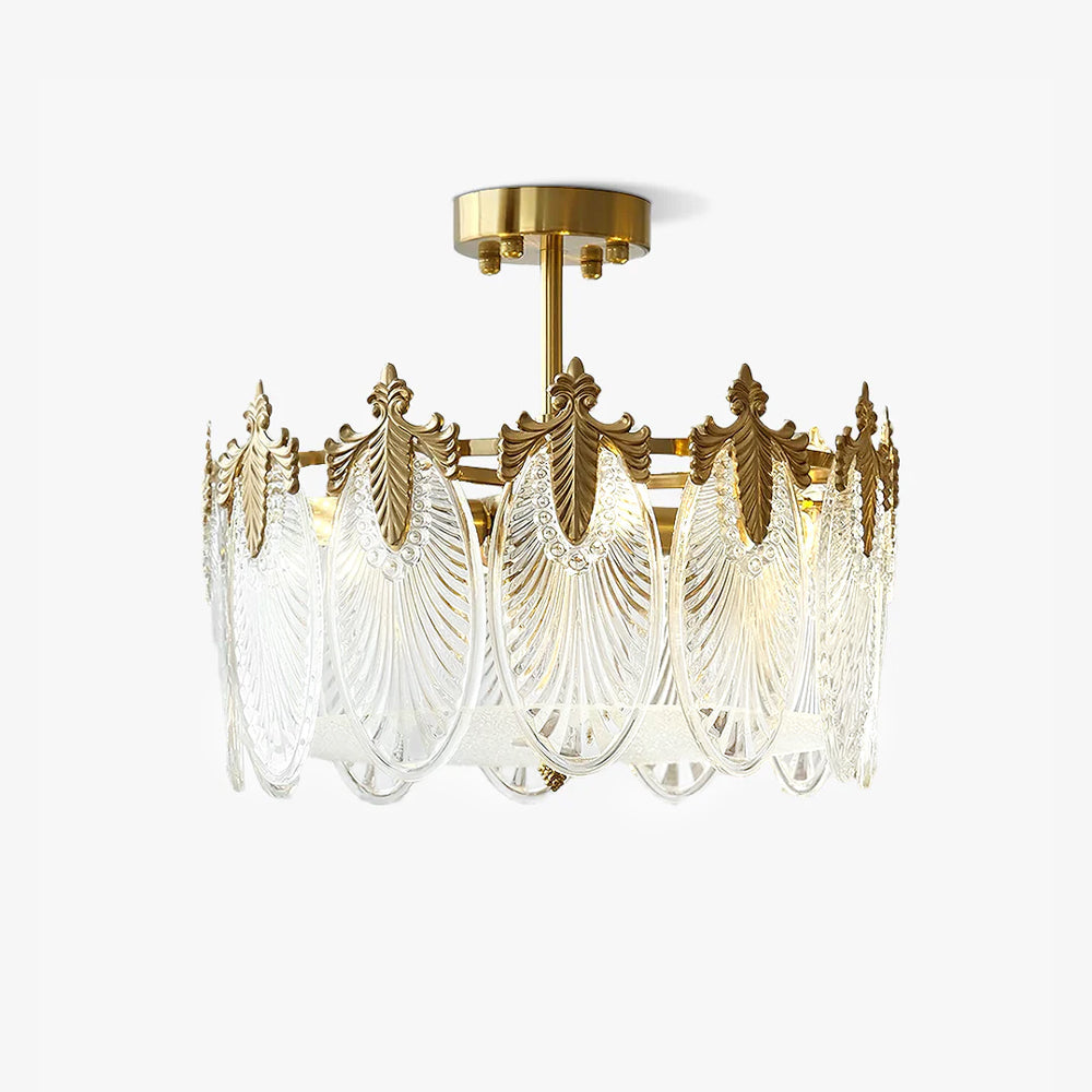 Round Glass Chandelier Light with Decorative Pattern – Modern Fixture for Dining Room and Living Space-4