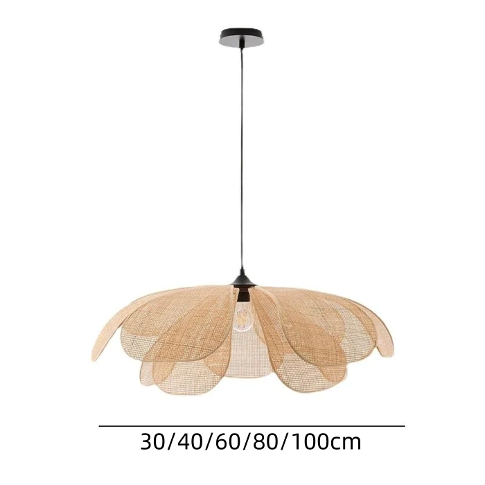 Rustic Rattan Petal Pendant Light - Elegant Shade for Cozy Spaces