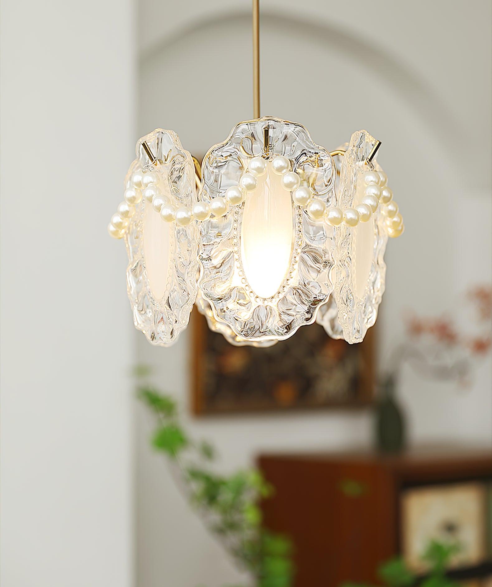 Elegant Floral Glass Pendant Lamp - Unique Home Lighting Solution