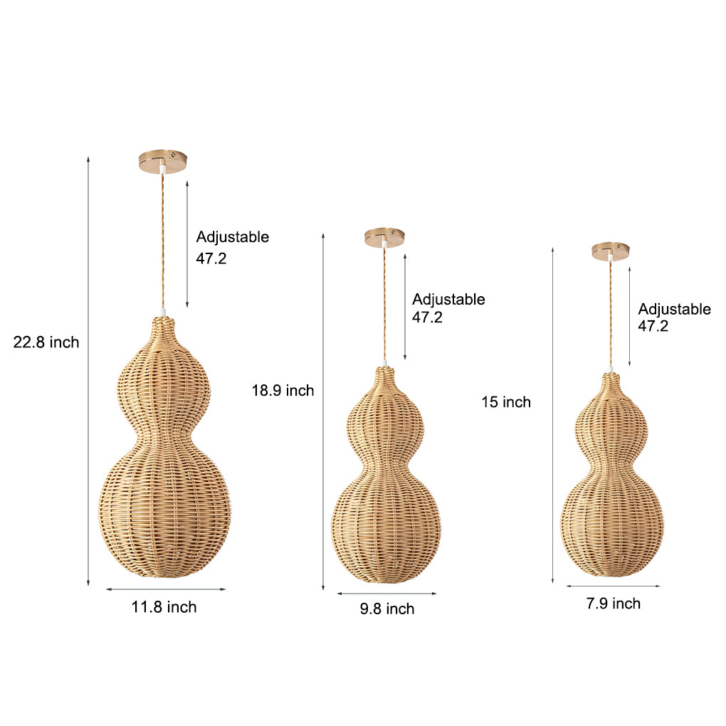 Stylish Woven Rattan Gourd Pendant Light for Outdoor Patios