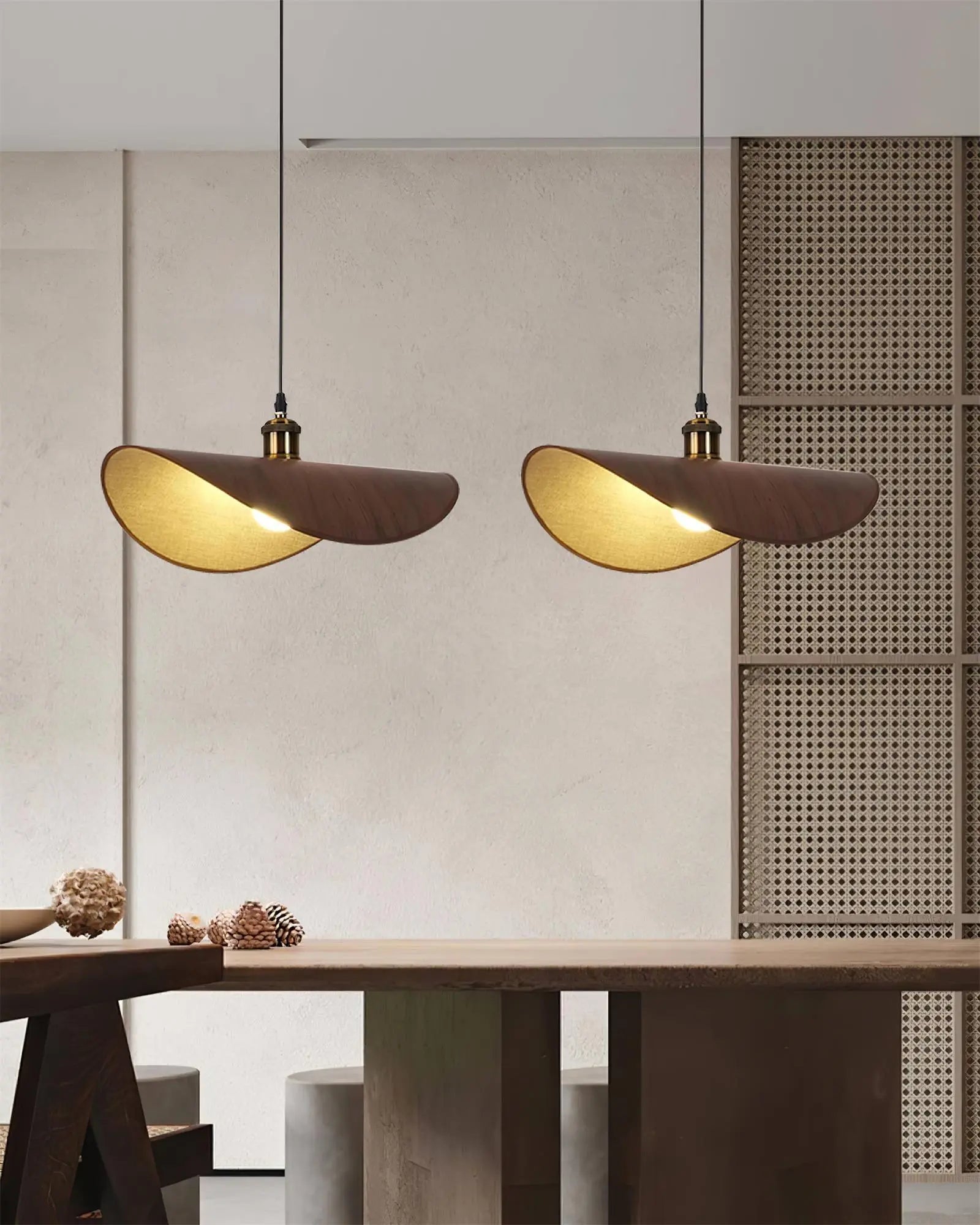 Illumix - Kova | Modern Pendant Light - Pendant Lamp - Dia 35cm x H 10cm / Walnut