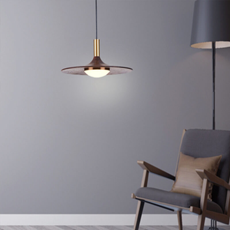 Modern Black Walnut LED Pendant Light - Stylish & Energy-Efficient