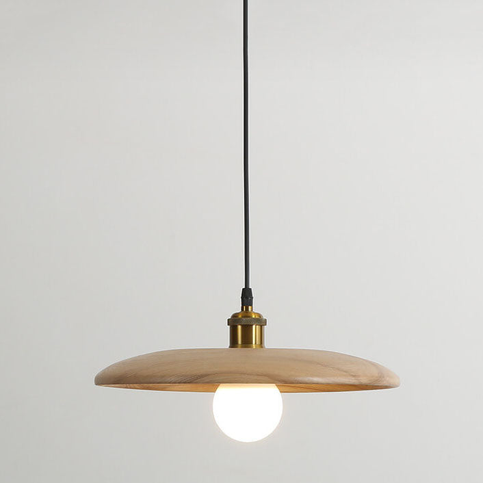 Elegant Minimalist Wooden Pendant Light - 1-Light Saucer Design