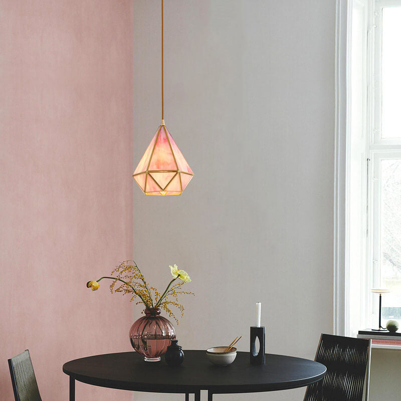 Modern Colorful Water-Grain Glass Diamond Pendant Light