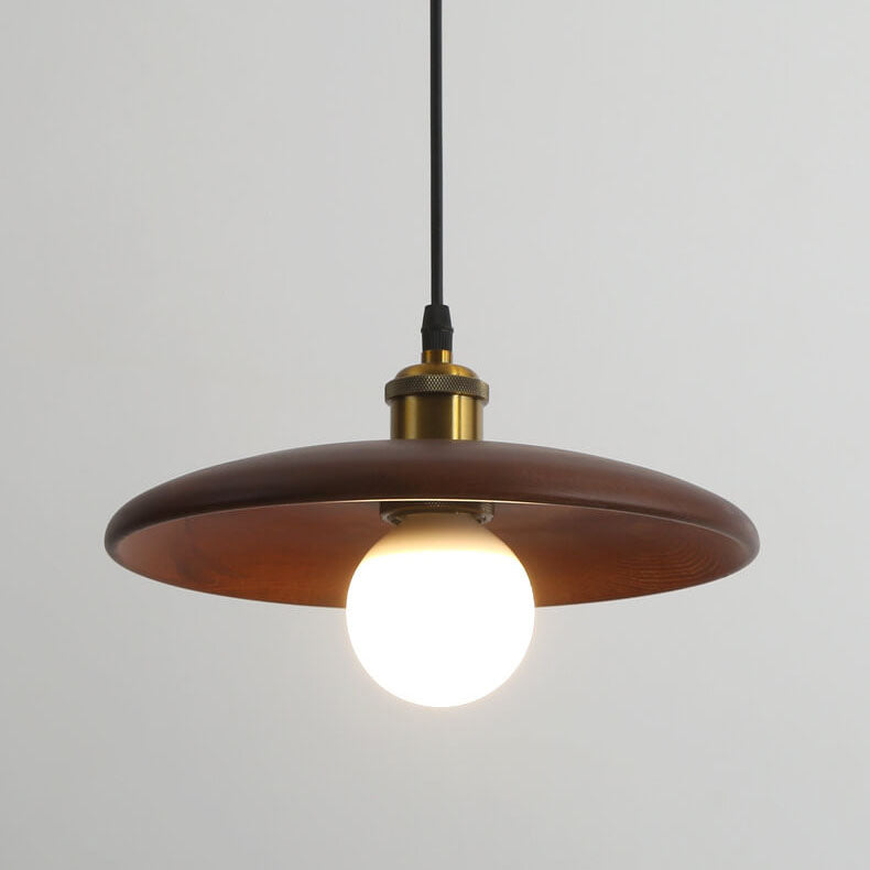 Elegant Minimalist Wooden Pendant Light - 1-Light Saucer Design