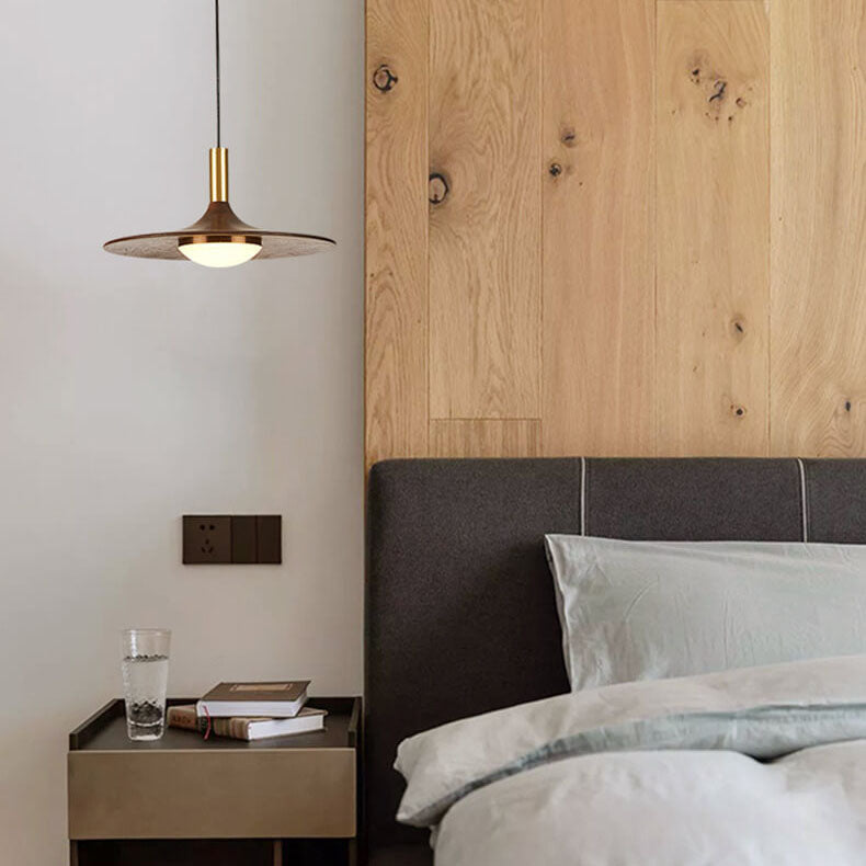 Modern Black Walnut LED Pendant Light - Stylish & Energy-Efficient